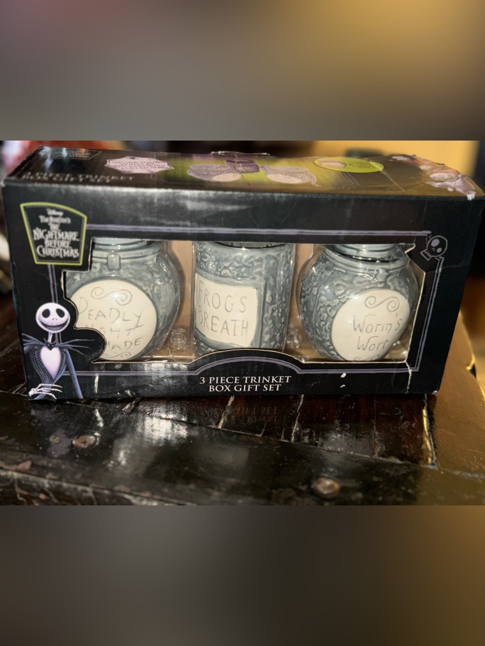 Disney The Nightmare Before Christmas Gray 3-Piece Trinket Jar Set